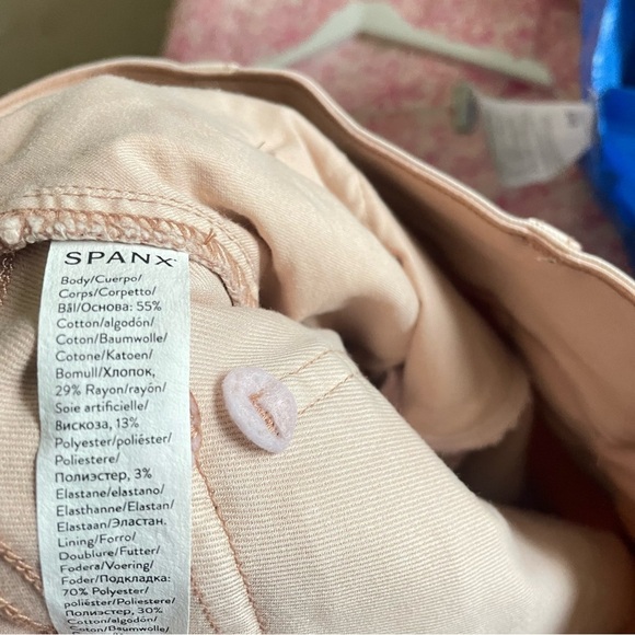 Spanx Stretch Twill Cropped Wide Leg Pants in Blush Pink Petite Medium - Picture 6 of 8